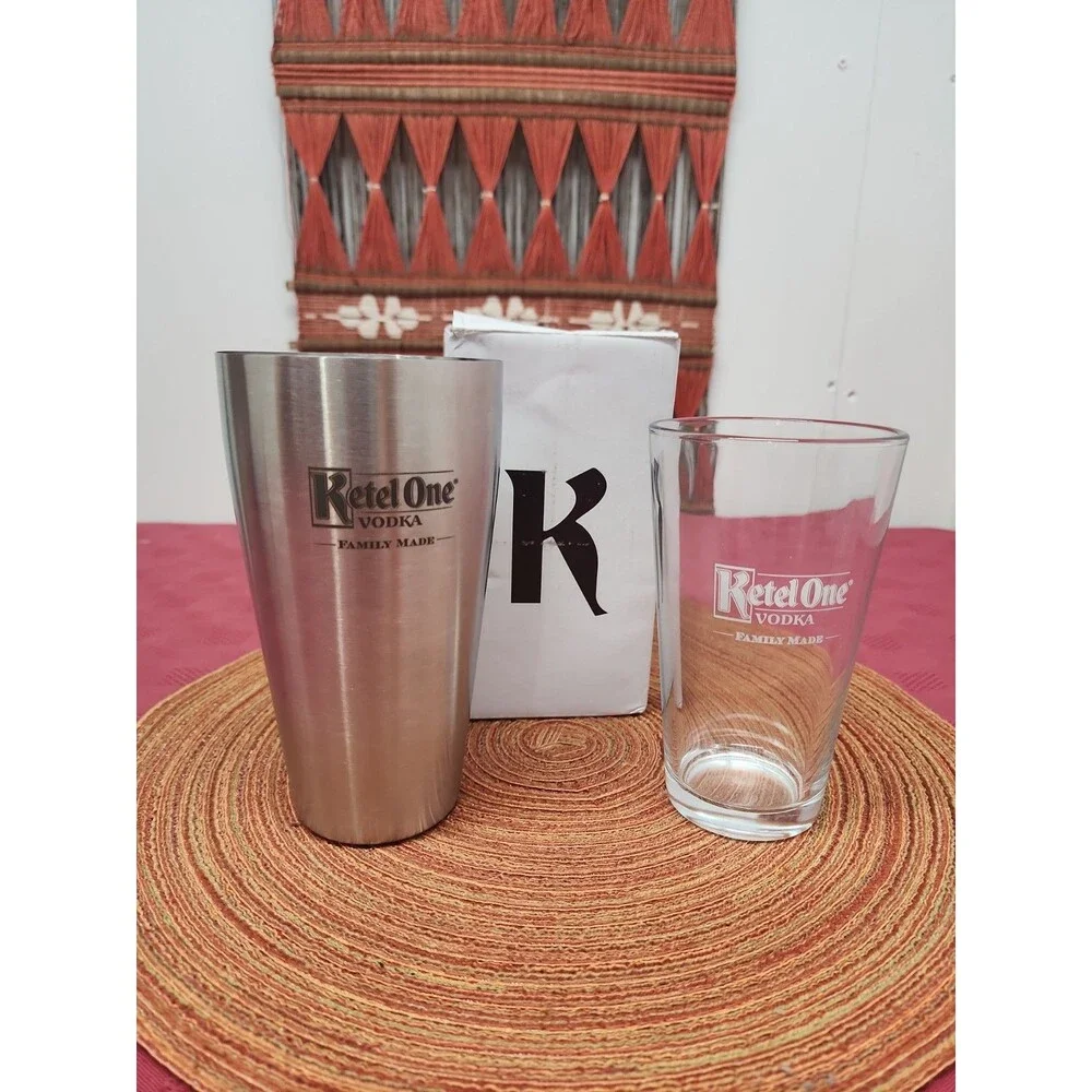 Kettle One Vodka Promotional Stainless Steel Cocktail Shaker Set W Original Box
